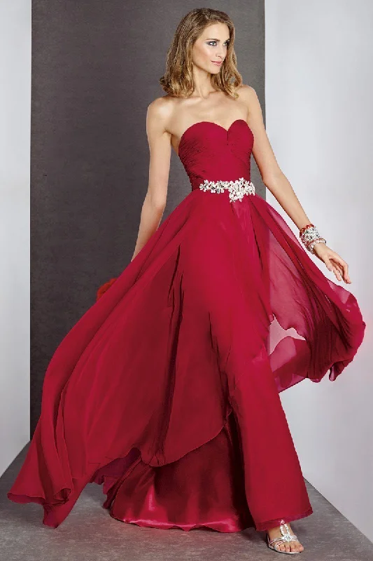 Limited Time Offer Alyce Paris 35738 Strapless Sweetheart Ruched Bodice Chiffon Gown