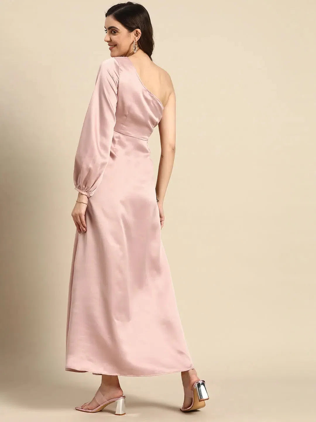 Trend Alert One shoulder Over lap Maxi Dress in Powder Pink