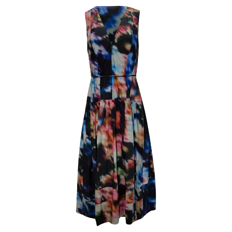 Sales For Clothes Ulla Johnson Kiran Printed Sleeveless Midi Dress in Multicolor Cotton