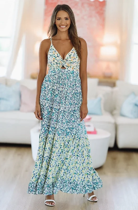 Trendy Women’s Outfits for Casual Wear Just My Favorite Maxi Dress - Blue and Green