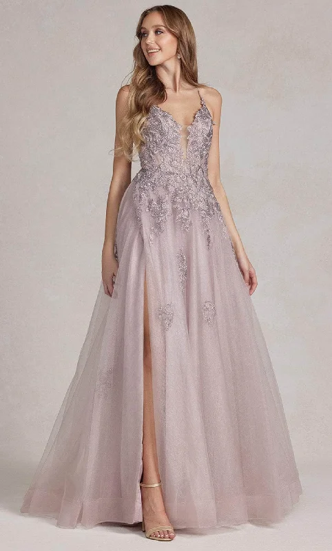 Early Bird Offer Nox Anabel G1149 - Lace-Up Back Embroidered Prom Gown