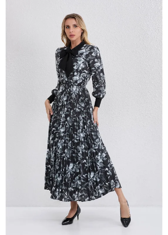 Season Sale Noir Garden Midi Dress