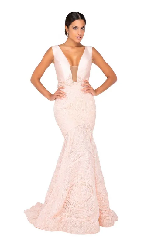 Seasonal Fashion Terani Couture - 1911P8158 Plunging V-Neck Trumpet Gown