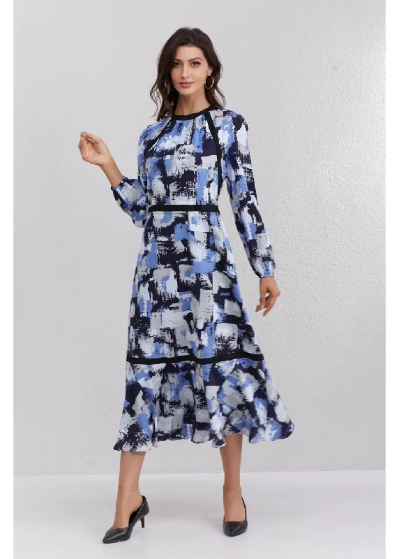 Limited Styles Azure Brushstroke Midi Dress