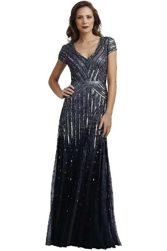 Shop Sale Items Adrianna Papell - 92868950 Cap Sleeve Sequined Mesh A-Line Gown