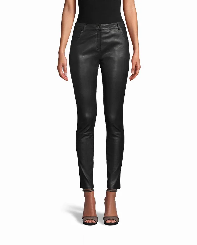 Chic And Trendy Skinny Leather Pants In Black