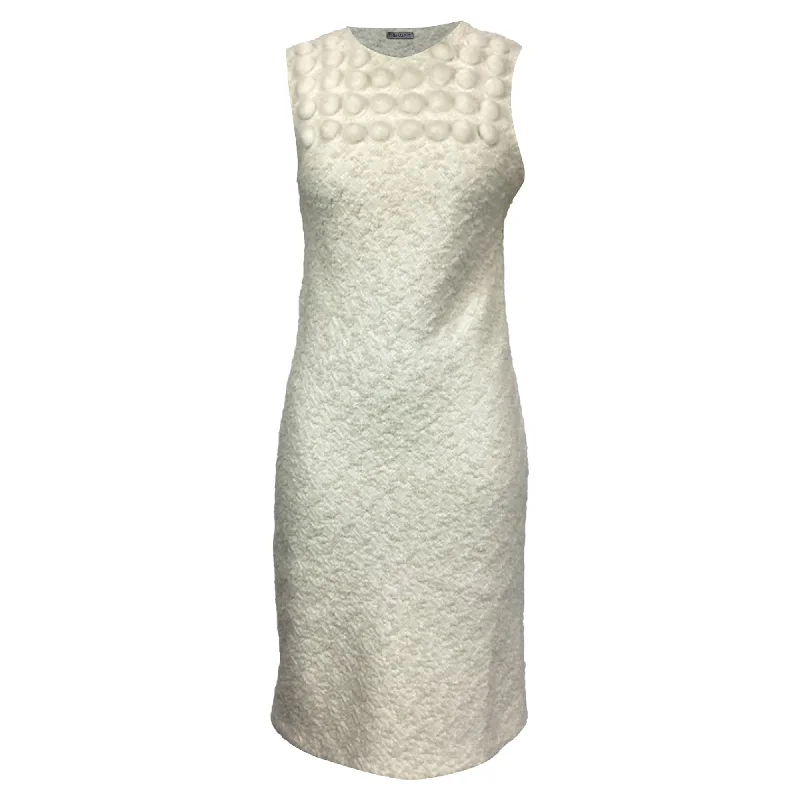 Flash Discount Bottega Veneta Textured Midi Dress in White Wool