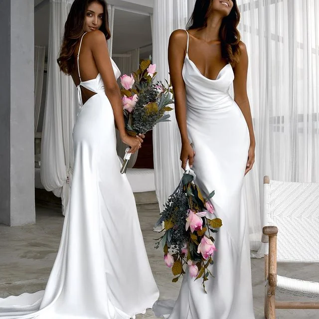 Trendy Street Style Attire Sexy Sleeveless Mermaid White Prom Dresses Long Maxi Dress