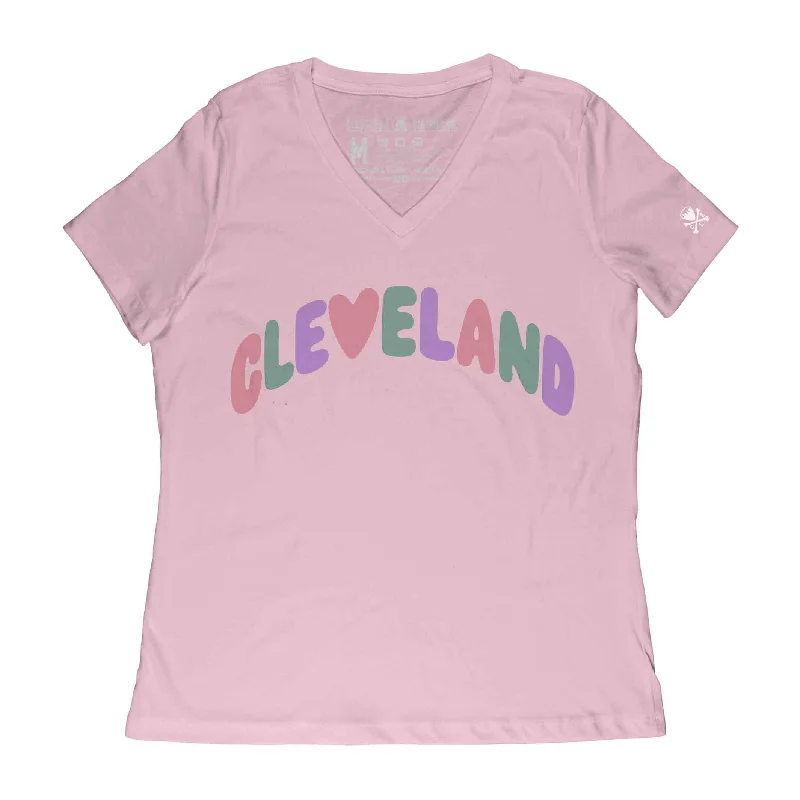 Inspired By You, Designed For You Cleveland Heart Arch - Womens Relaxed Fit V-Neck T-Shirt