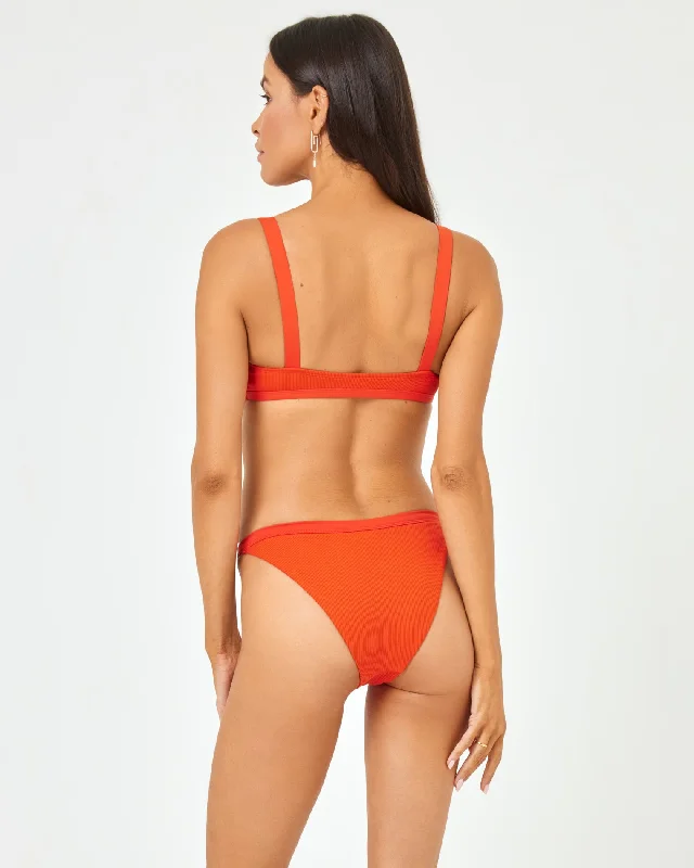 Vibrant Styles Ribbed Winona Bikini Bottom - Pimento