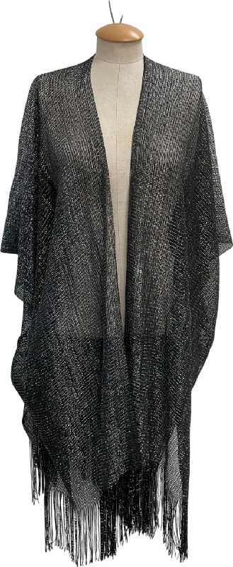 Casual Fashion Bibi Bijoux Black Metallic Thread Kaftan One Size