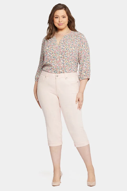 Pastel Styles Marilyn Straight Crop Jeans In Plus Size - Pink Dusk