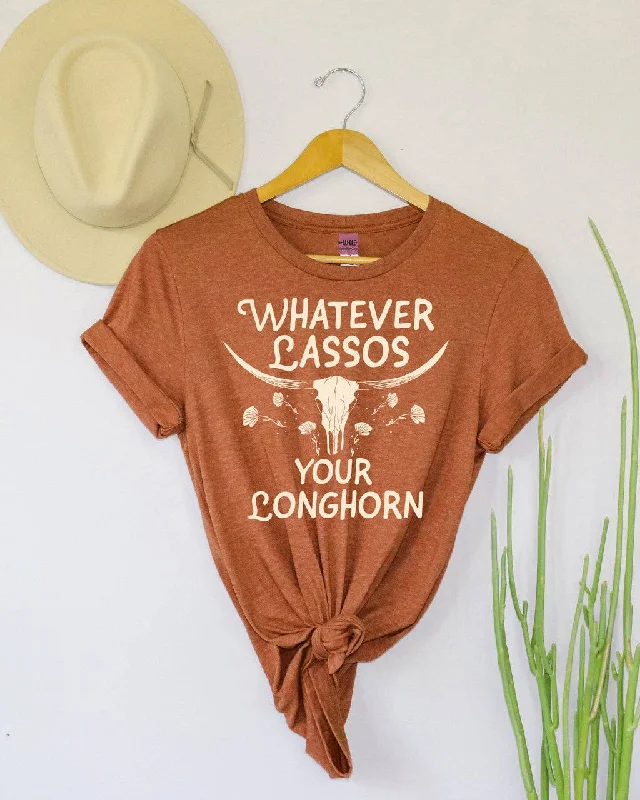 Trendy Attire For Her Whatever Lassos Your Longhorn Tee - Heather Autumn