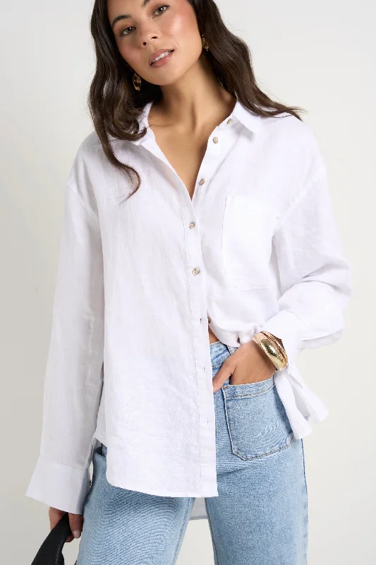 Runway Inspired Wear Optimum White Linen Oversized Shirt