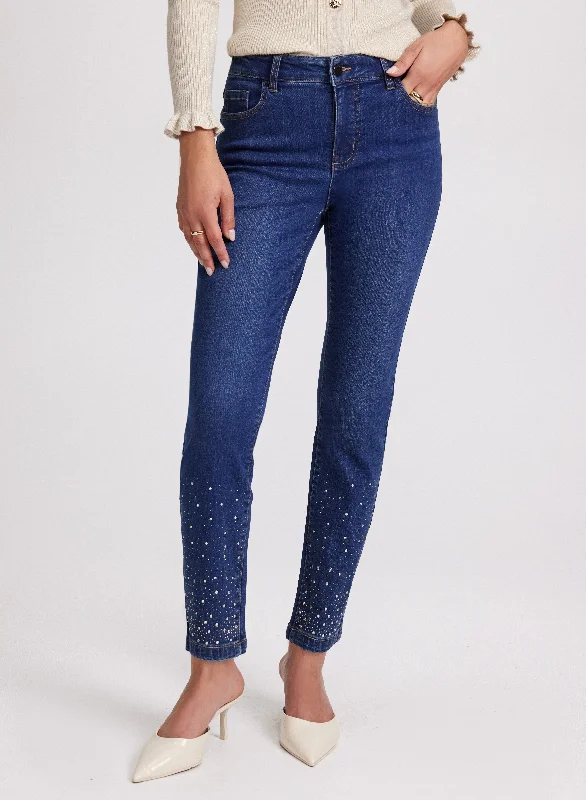 Style Without Limits Rhinestone Embellished Slim Leg Jeans