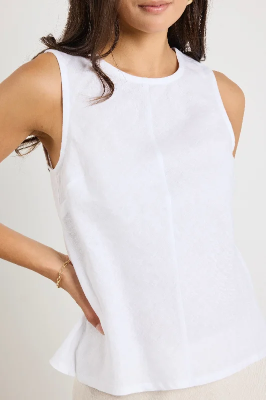 Style Breakthroughs Shoreline Ivory Linen Bias Sleeveless Shell Top