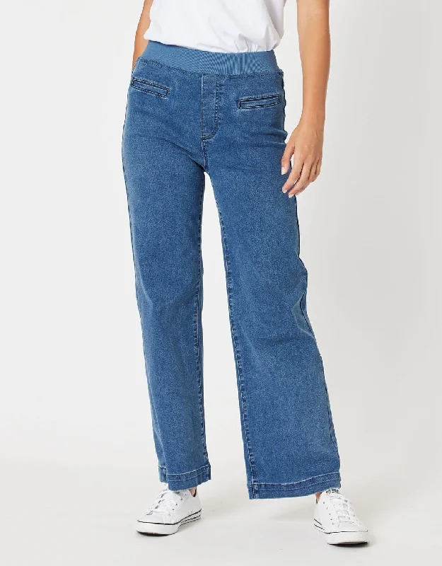 End Of Season Clearance Maddy Pull On Wide Leg Jean - Denim