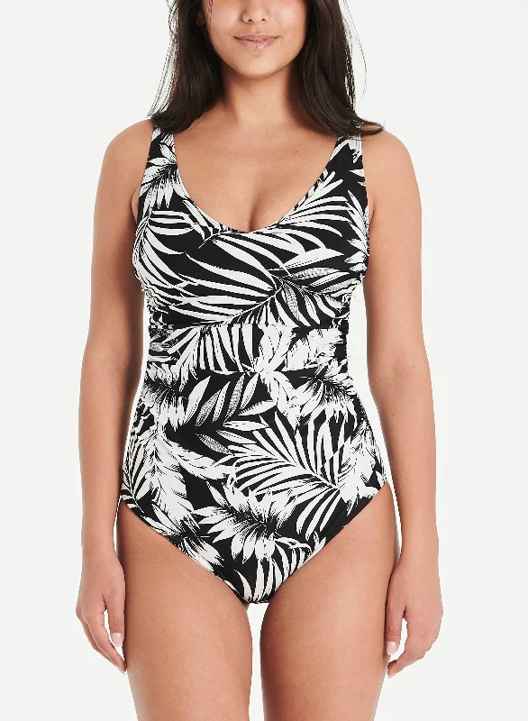 Laid-Back Elegance Leaf Print One-Piece Swimsuit