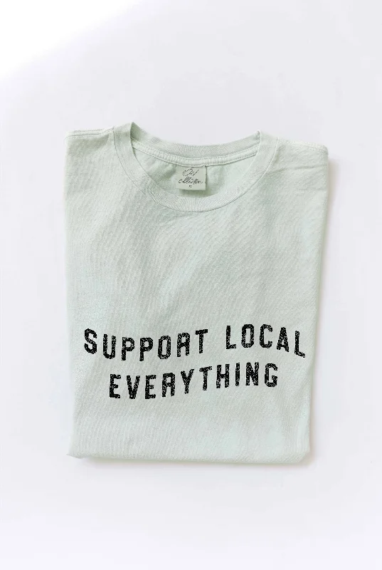 Odd Size Clearance Sale Support Your Local Everything Graphic Top - Sage