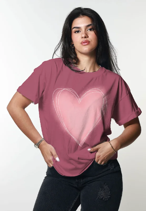 Chic And Edgy Girl Dangerous Doodle Heart Boyfriend Tee