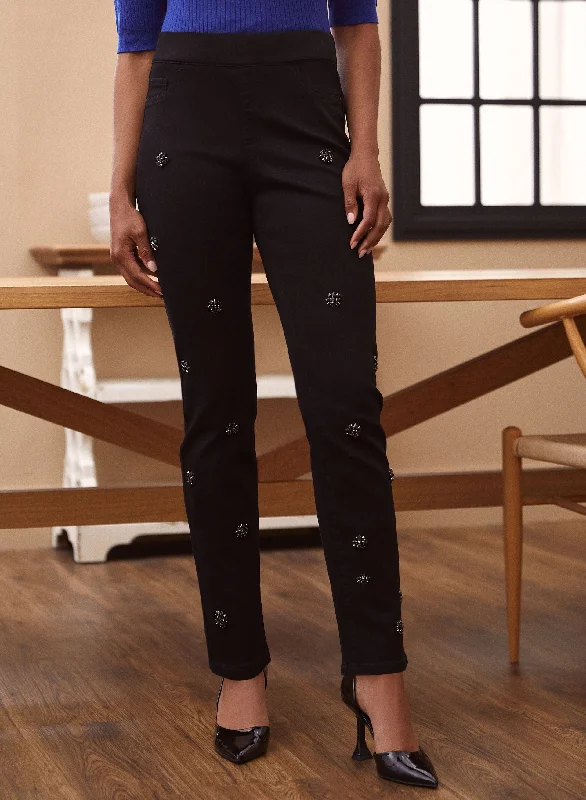 Discover Now Rhinestone Detail Pull-On Jeans