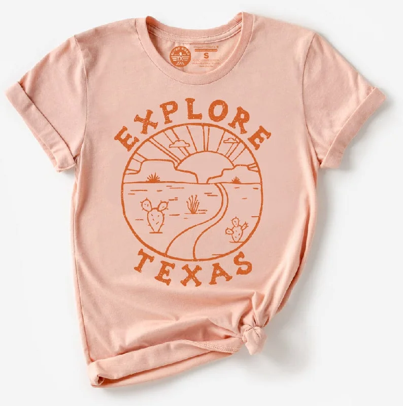 The Epitome Of Modern Women's Fashion Explore Texas Tee - Peach