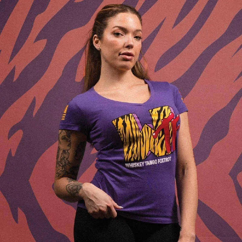 End Of Season Sale Women's WTF Television V-Neck - Purple Rush