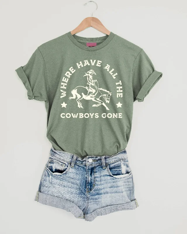 Hot Sale Where Have All The Cowboy Western Graphic Tee - Heather Sage