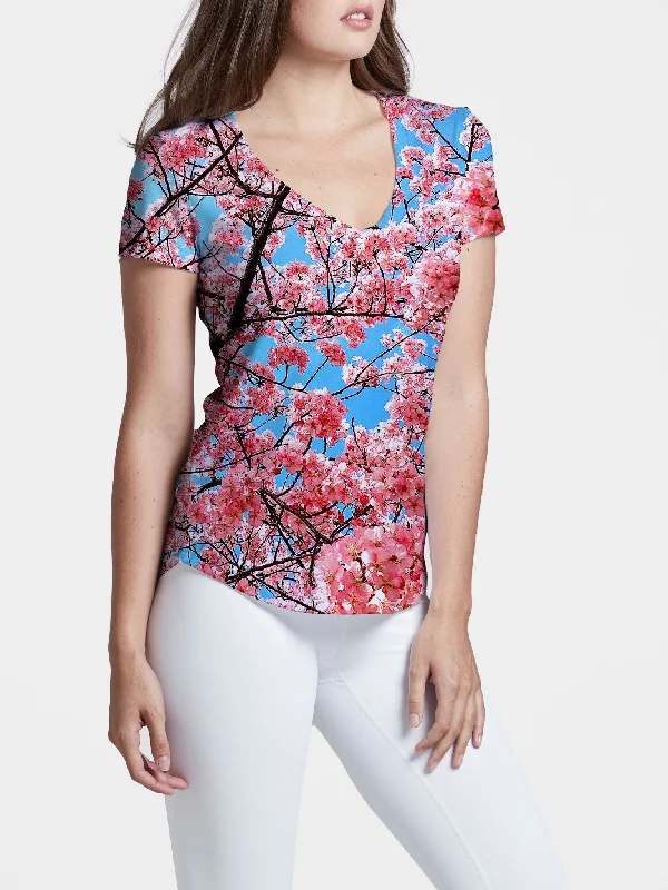 Style Versatile Women's Collection Cherry Blossom Women's V-Neck (Spring Edition)