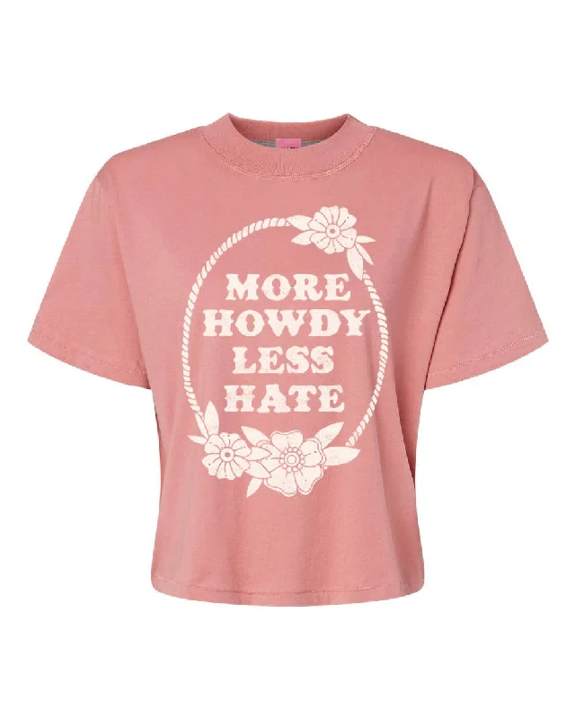 Effortless Everyday Wear More Howdy Less Hate Western Cropped Tee - Mauvelous Crop