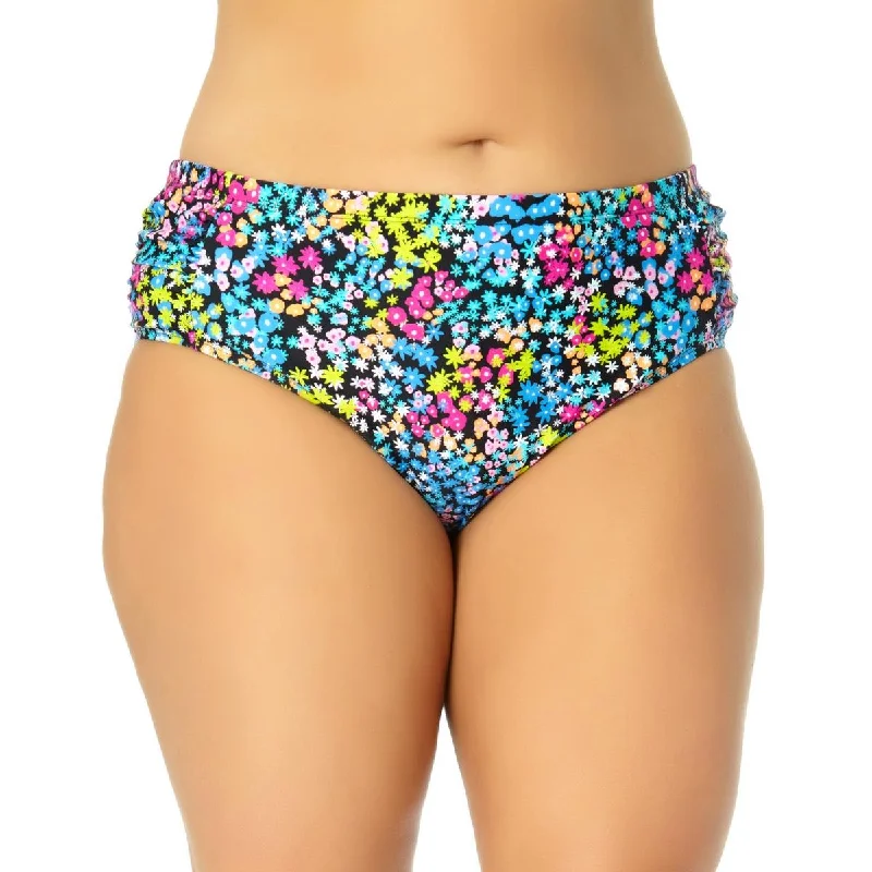 Bold Fashion Plus Womens Floral High-Waist Swim Bottom Separates